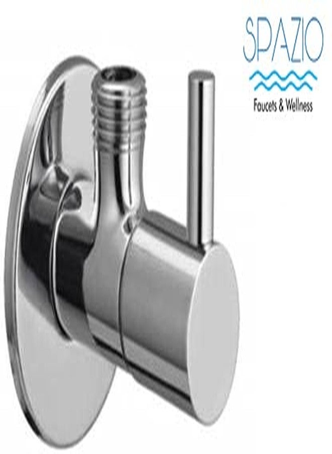 SPAZIO صنبور زاوية توربو من الفولاذ المقاوم للصدأ من SPAZIO / صمام زاوية، حنفيات حمام، صنبور إيقاف زاوية، حوض غسيل، صنبور سخان مياه، مطلي بالكروم مع شفة جدارية (عبوة من 4 قطع) - Image 2